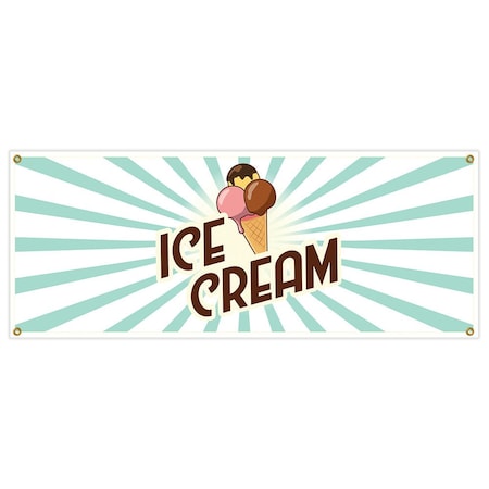 Signmission Ice Cream 3 Banner Heavy Duty 13 Oz Vinyl with Grommets Single Sided B-Ice Cream 3